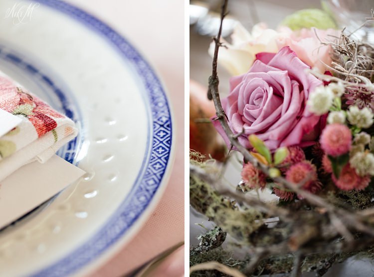 Delft wedding details with roses at The Rose Barn