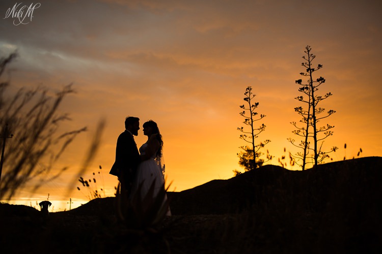 Sunset wedding silhouette in the karoo