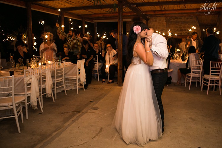 Sparklers light up the venue during the first dance
