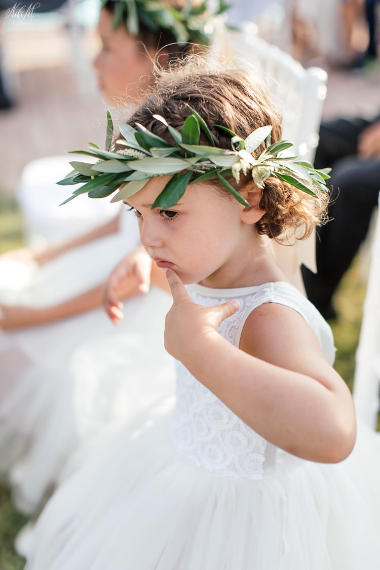 Flower girl with olive branch flower crown
