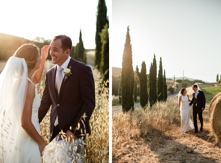 Couple portraits in Tuscan golden hour light by destination wedding photographer Niki M